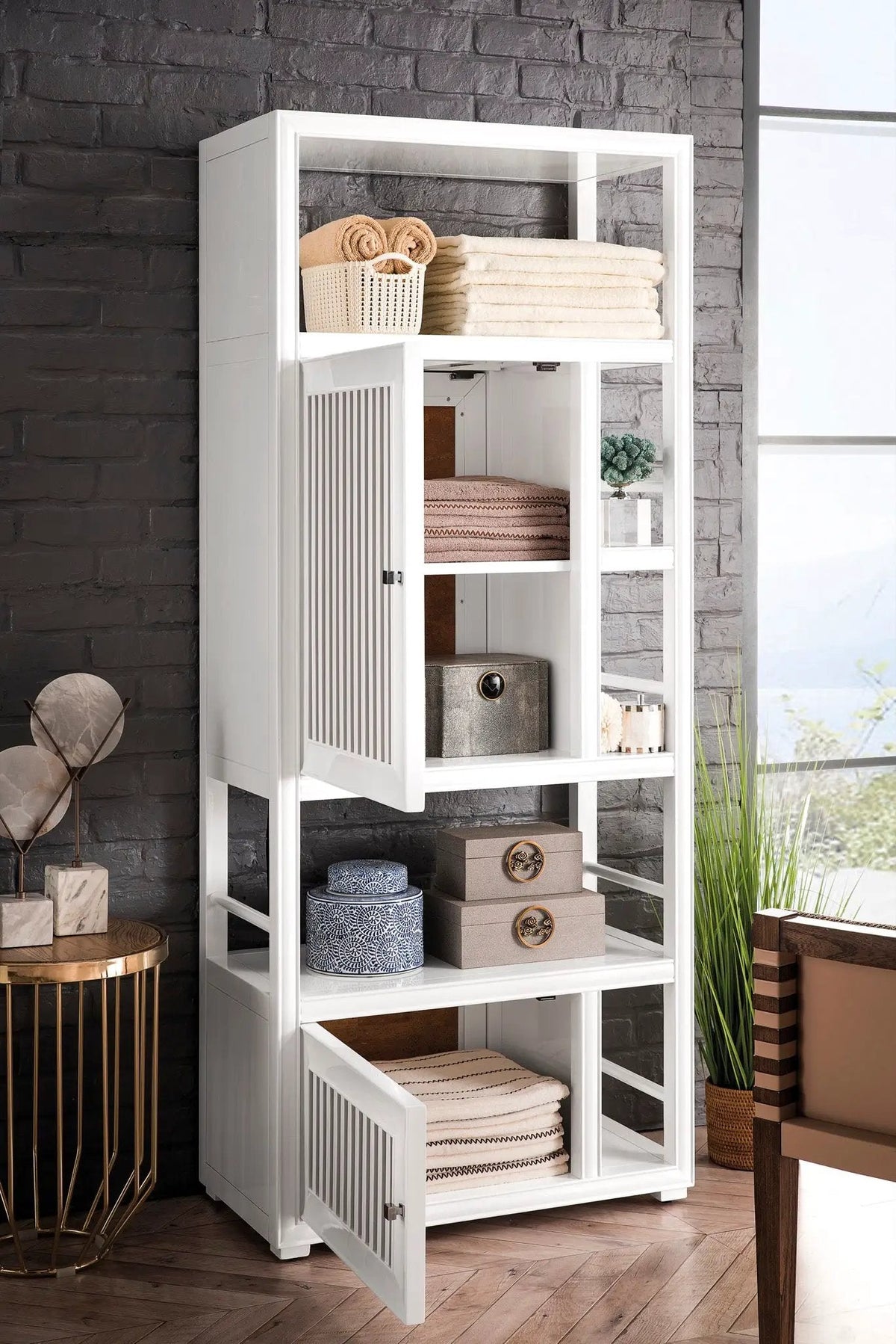 James Martin Athens 30" Linen Cabinet, Glossy White