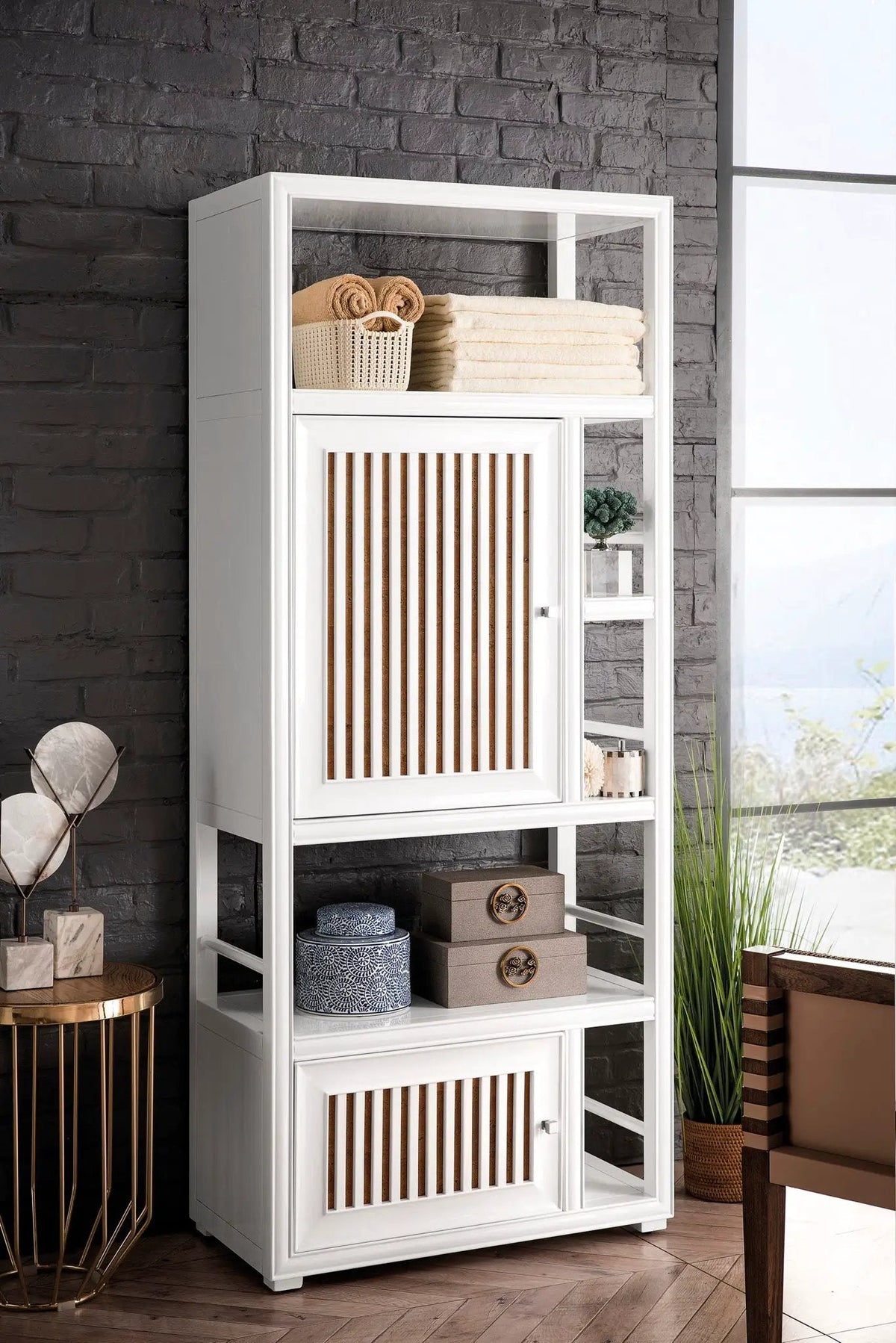 James Martin Athens 30" Linen Cabinet, Glossy White