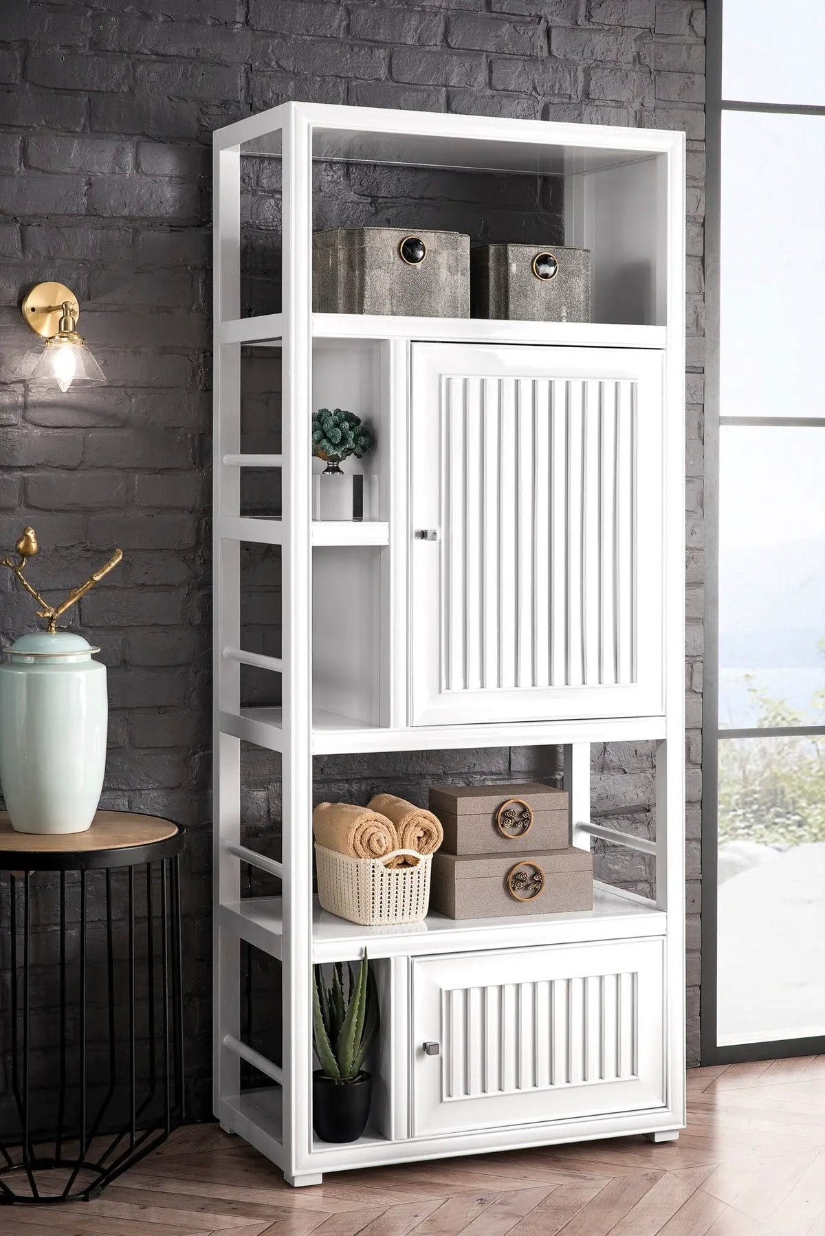 James Martin Athens 30" Linen Cabinet, Glossy White