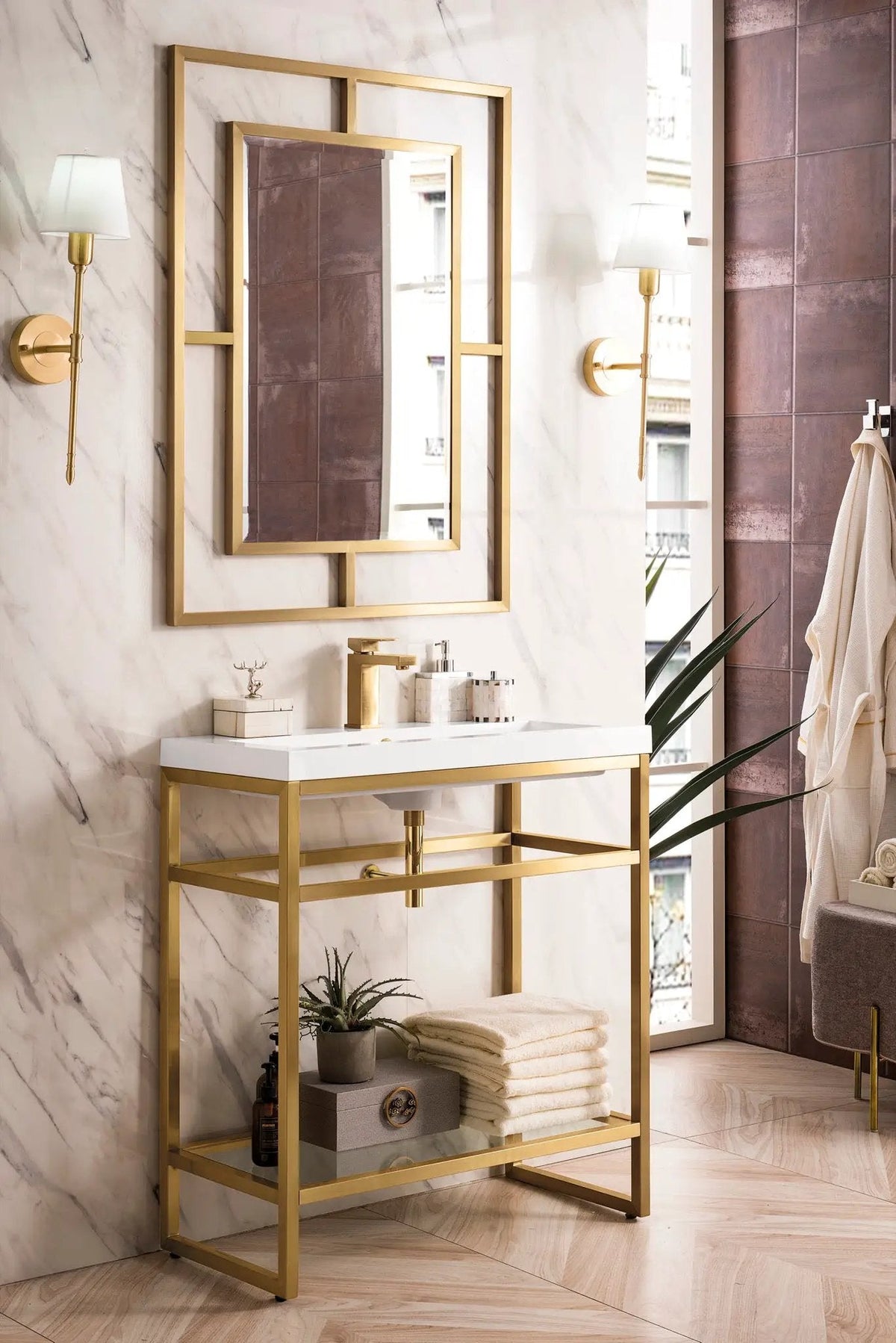 James Martin Boston 31.5" Single Console Vanity, Radiant Gold