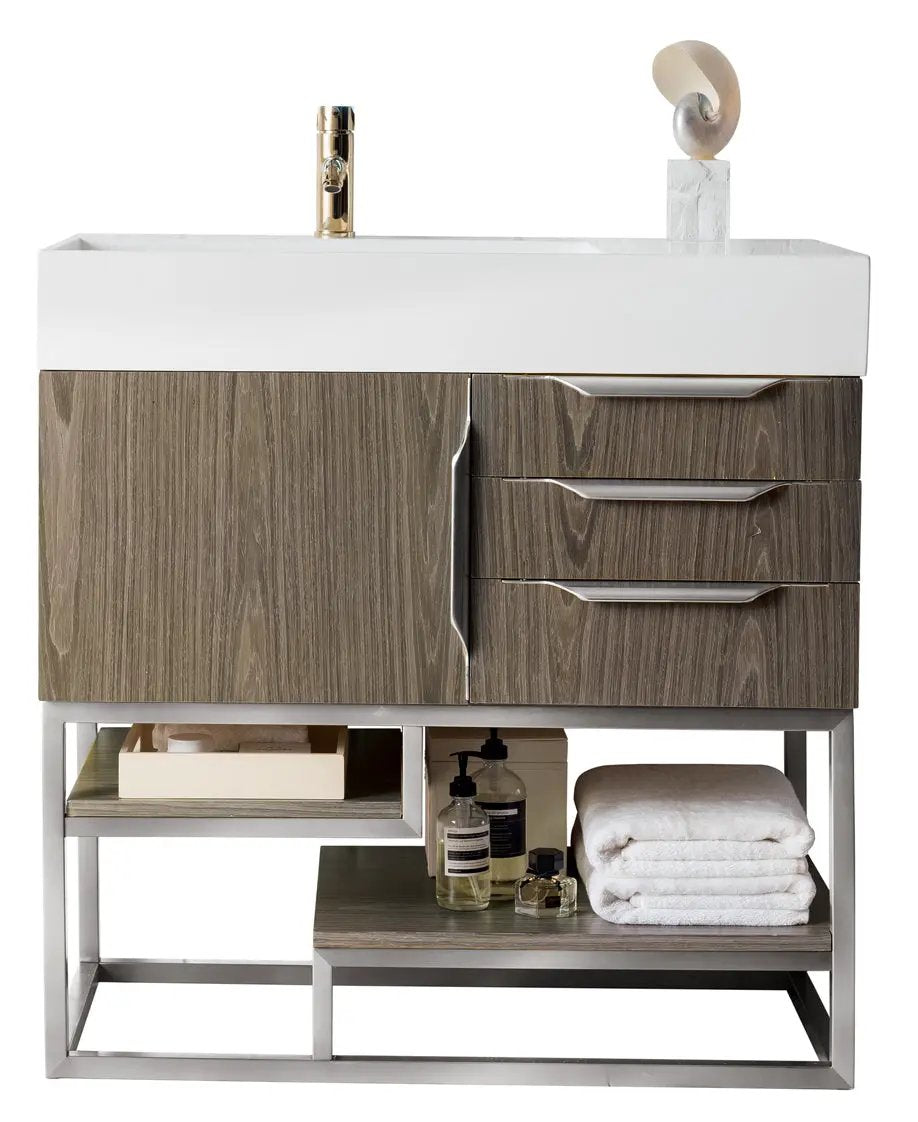 James Martin Columbia 36" Single Vanity Cabinet, Ash Gray