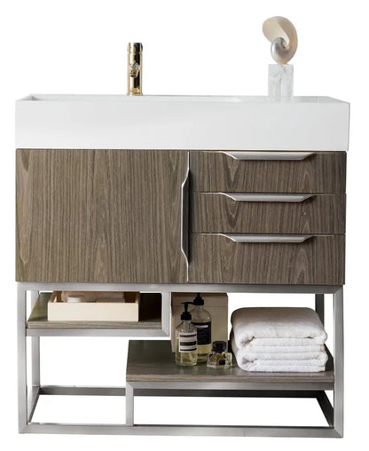 James Martin Columbia 36" Single Vanity Cabinet, Ash Gray