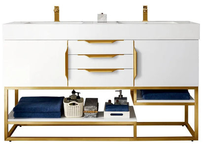 James Martin Columbia 59" Double Bathroom Vanity, Glossy White