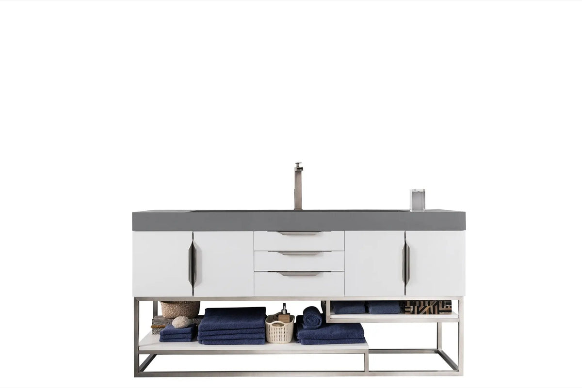James Martin Columbia 72" Single Bathroom Vanity, Glossy White