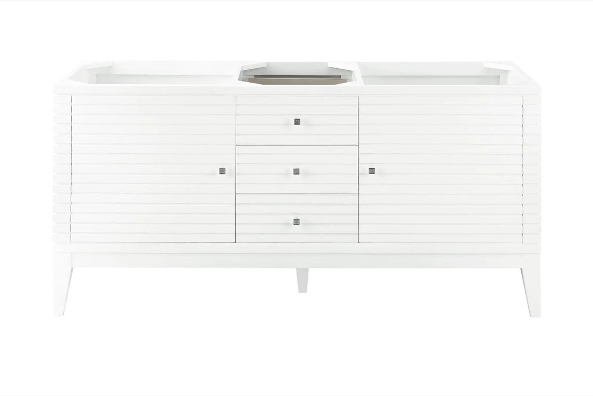 James Martin Linear 59" Double Bathroom Vanity, Glossy White