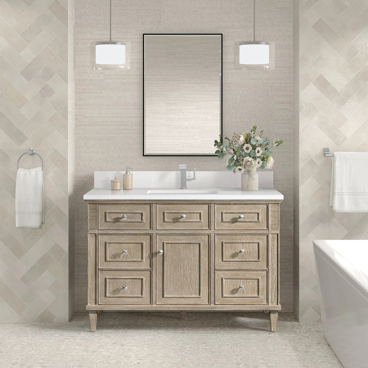 James Martin Lorelai 48" Single Bathroom Vanity, Whitewashed Oak