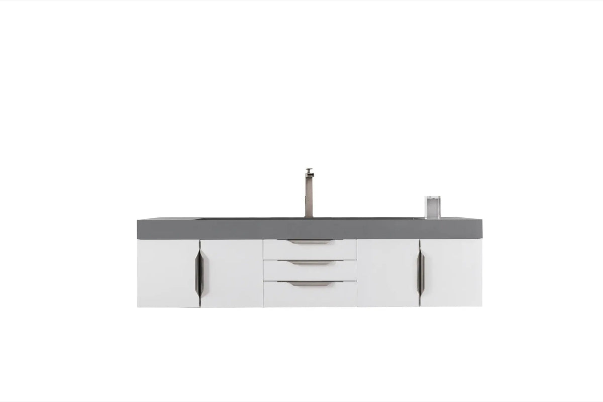 James Martin Mercer Island 72" Floating Single Bathroom Vanity, Glossy White