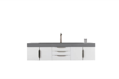 James Martin Mercer Island 72" Floating Single Bathroom Vanity, Glossy White