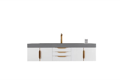 James Martin Mercer Island 72" Floating Single Bathroom Vanity, Glossy White