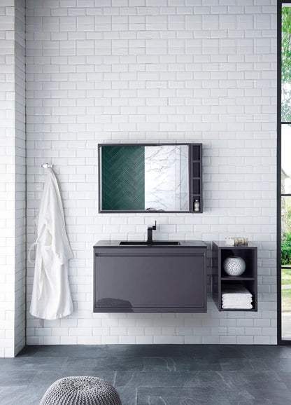 James Martin Milan 12" Storage Cabinet, Modern Grey Glossy