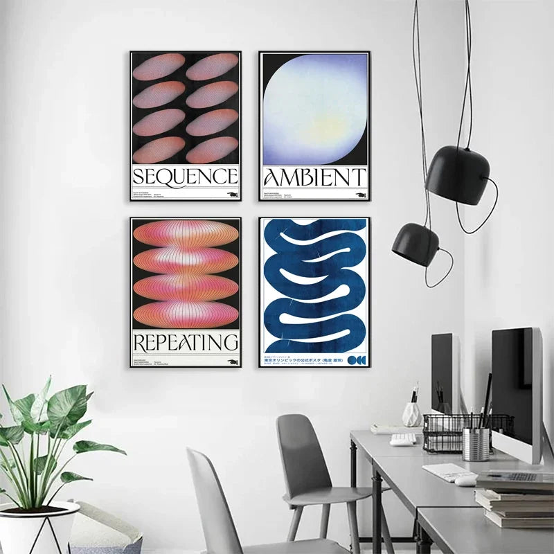 DecorBites™ Japanese Abstract Blue Wave Canvas Print