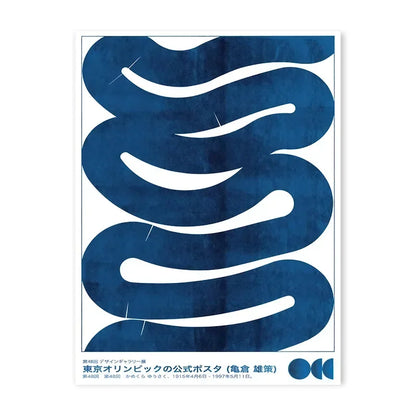 DecorBites™ Japanese Abstract Blue Wave Canvas Print