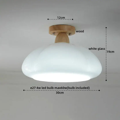 Japanese amber glass led ceiling lamp living room brass light