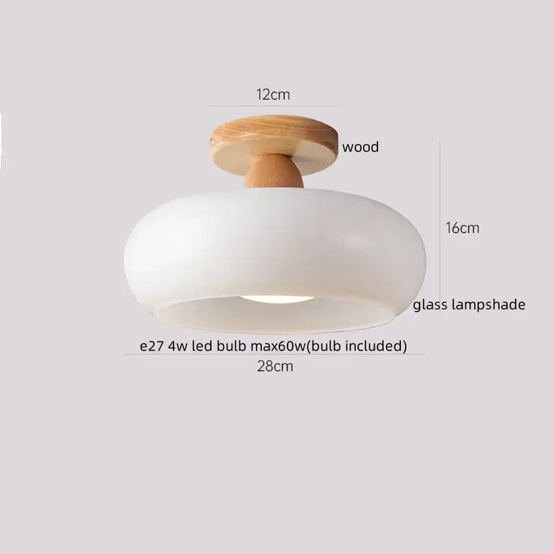 Japanese amber glass led ceiling lamp living room brass light