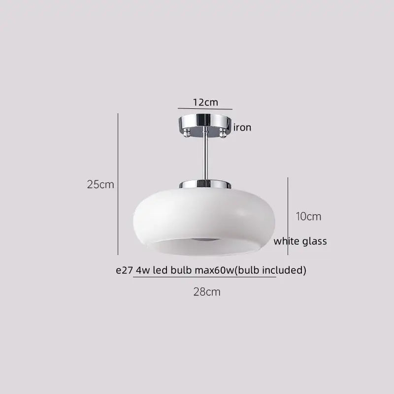 Japanese amber glass led ceiling lamp living room brass light