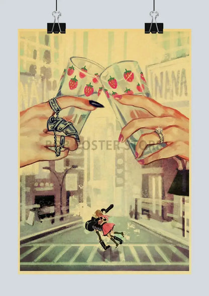 Retro nana posters kraft paper wall art bedroom decor character print