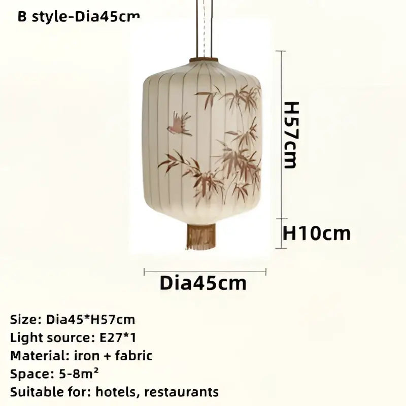 Japanese bamboo leaf pattern paper lantern – living room pendant light