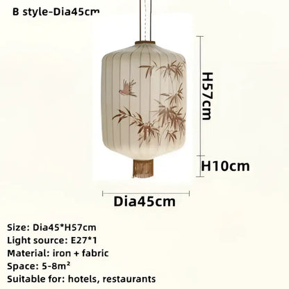 Japanese bamboo leaf pattern paper lantern – living room pendant light
