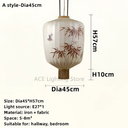 Japanese bamboo leaf pattern paper lantern – living room pendant light