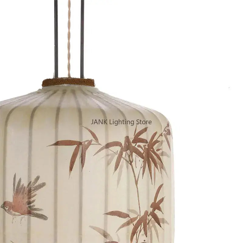 Japanese bamboo leaf pattern paper lantern – living room pendant light