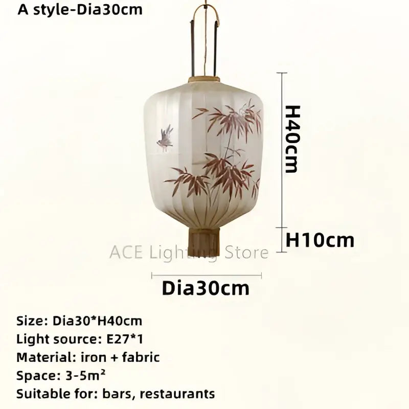 Japanese bamboo leaf pattern paper lantern – living room pendant light