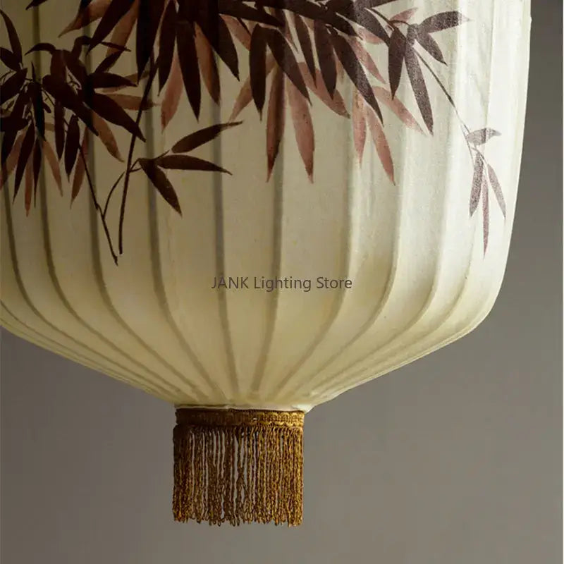 Japanese bamboo leaf pattern paper lantern – living room pendant light