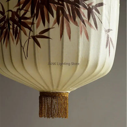 Japanese bamboo leaf pattern paper lantern – living room pendant light