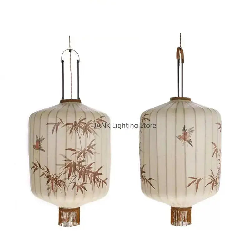 Japanese bamboo leaf pattern paper lantern – living room pendant light