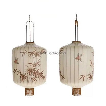 Japanese bamboo leaf pattern paper lantern – living room pendant light
