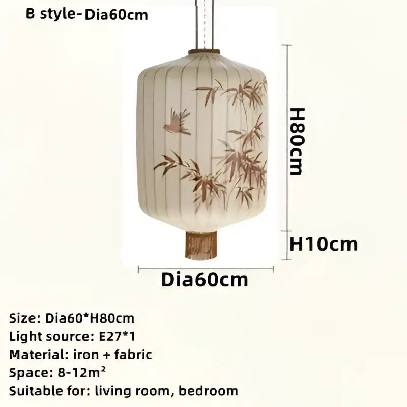 Japanese bamboo leaf pattern paper lantern – living room pendant light