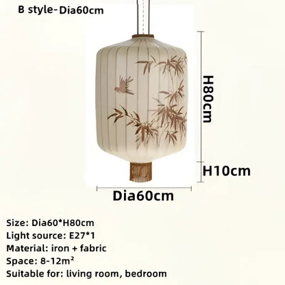 Japanese bamboo leaf pattern paper lantern – living room pendant light