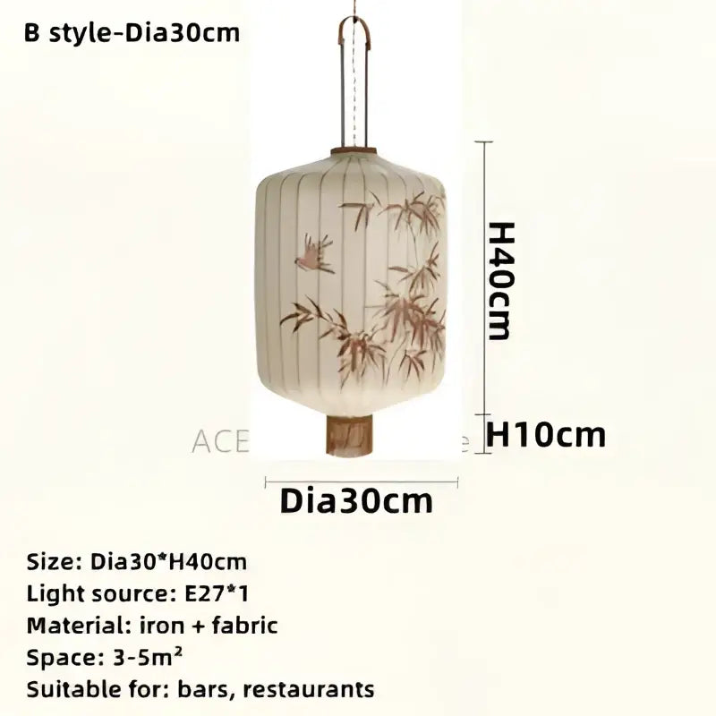 Japanese bamboo leaf pattern paper lantern – living room pendant light
