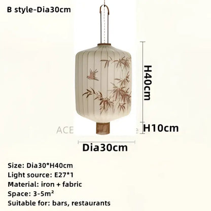 Japanese bamboo leaf pattern paper lantern – living room pendant light