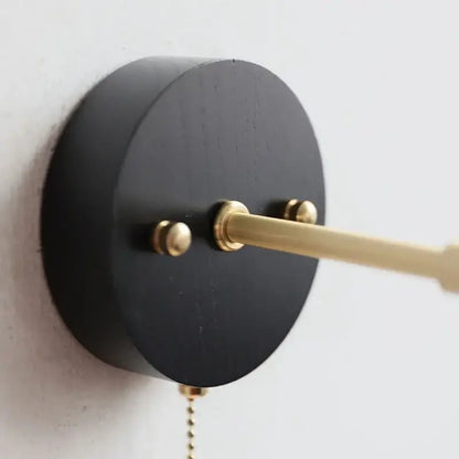 Japanese black wood wall light with pull chain switch bedroom lamp