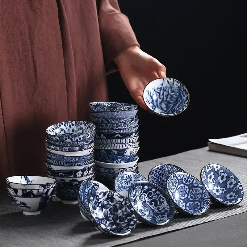 Japanese blue and white kung fu tea cup dining room porcelain bowl