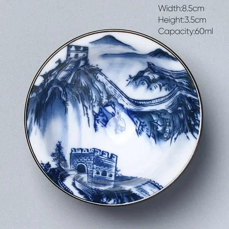 Japanese blue and white kung fu tea cup dining room porcelain bowl