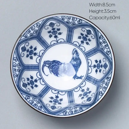 Japanese blue and white kung fu tea cup dining room porcelain bowl