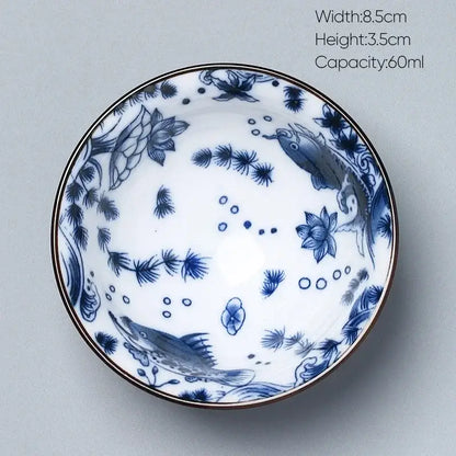 Japanese blue and white kung fu tea cup dining room porcelain bowl