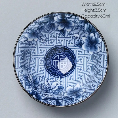 Japanese blue and white kung fu tea cup dining room porcelain bowl