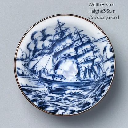 Japanese blue and white kung fu tea cup dining room porcelain bowl