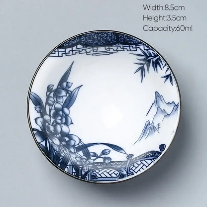 Japanese blue and white kung fu tea cup dining room porcelain bowl