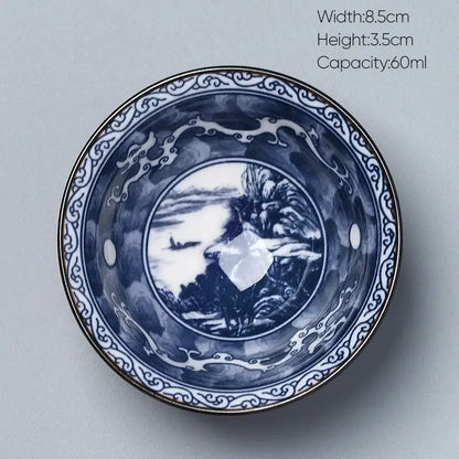 Japanese blue and white kung fu tea cup dining room porcelain bowl