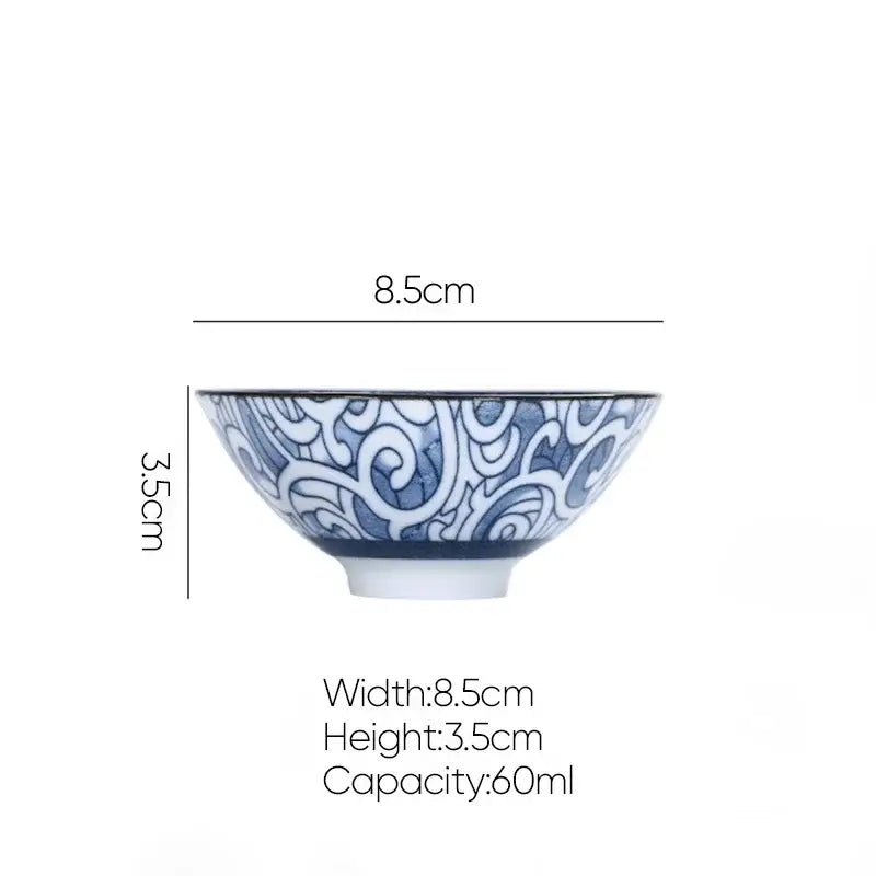 Japanese blue and white kung fu tea cup dining room porcelain bowl