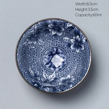 Japanese blue and white kung fu tea cup dining room porcelain bowl