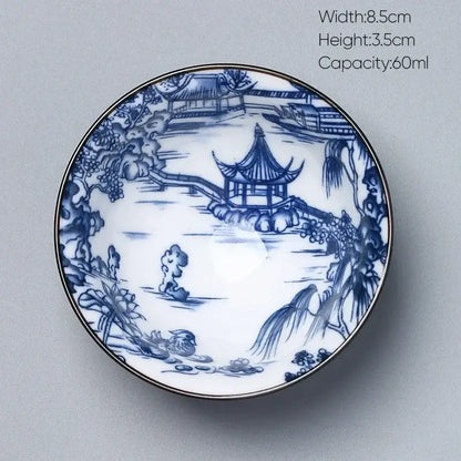 Japanese blue and white kung fu tea cup dining room porcelain bowl