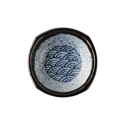 Japanese blue wave ceramic japanese porcelain chopsticks holder set dining room sauce dishes