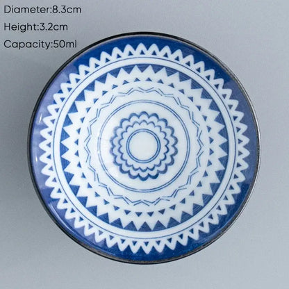 Japanese blue & white ceramic kung fu tea cup set dining room porcelain