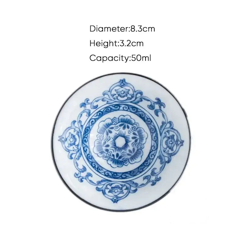 Japanese blue & white ceramic kung fu tea cup set dining room porcelain