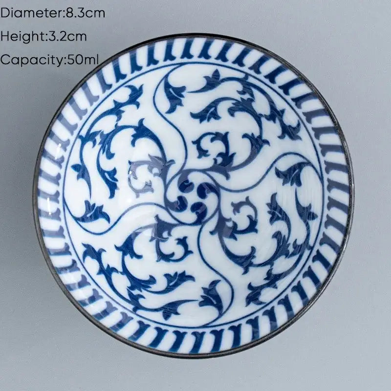 Japanese blue & white ceramic kung fu tea cup set dining room porcelain