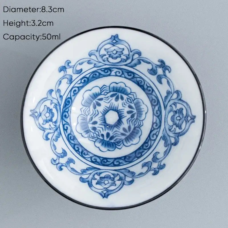 Japanese blue & white ceramic kung fu tea cup set dining room porcelain